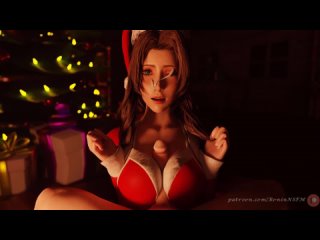 rule 34 - 1boy 1girls aerith gainsborough animated bouncing breasts breasts christmas christmas clothing christmas headwear