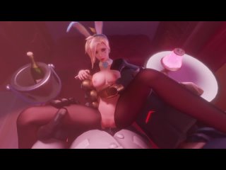 mercy x doomfist - bunny girl; missionary; big tits; big boobs; stockings; 3d sex porno hentai; (by @croove) [overwatch]
